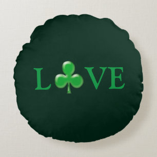 Saint Patrick's Day Love Green Clover Shamrock Round Pillow