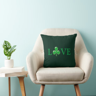 Saint Patrick's Day Love Green Clover Shamrock Throw Pillow