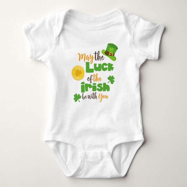 Saint Patrick's Day, Luck Of The Irish, Clovers Baby Bodysuit (Front)