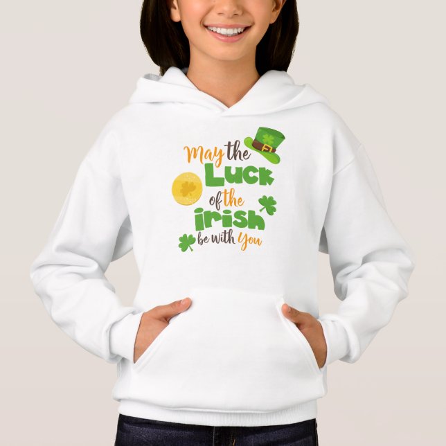 Saint Patrick's Day, Luck Of The Irish, Clovers Hoodie (Front)