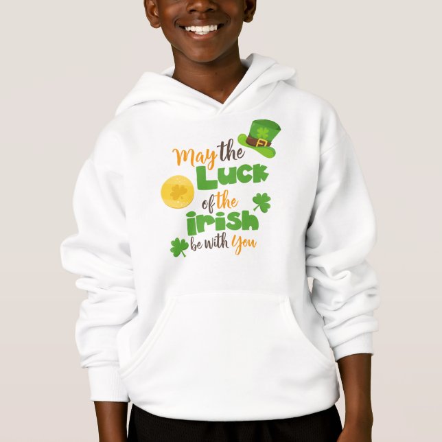 Saint Patrick's Day, Luck Of The Irish, Clovers Hoodie (Front)