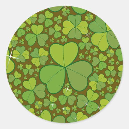 Saint Patricks Day Lucky Clovers Shamrock Irish Classic Round Sticker