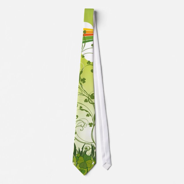 Saint Patrick's Day Lucky Clovers Shamrock Irish Neck Tie (Front)