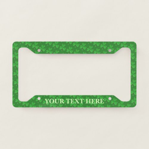 Saint Patricks Day Lucky Green Shamrock Clover License Plate Frame