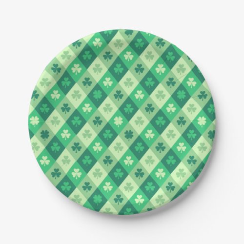 Saint Patricks Day Lucky Green Shamrock Clover Paper Plates