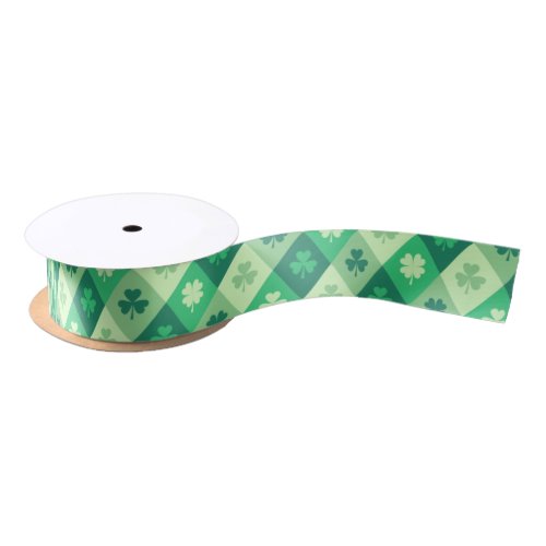 Saint Patricks Day Lucky Green Shamrock Clover Satin Ribbon