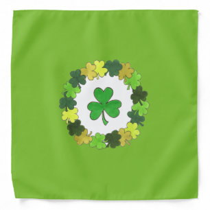 Saint Patrick's Day Lucky Green Shamrock Wreath Bandana