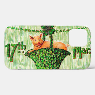Saint Patrick's Day Lucky Pig, Vintage iPhone 12 Case