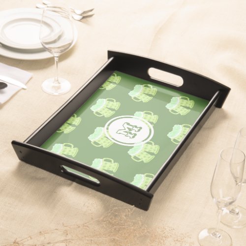 Saint_Patricks Day monogram green serving tray
