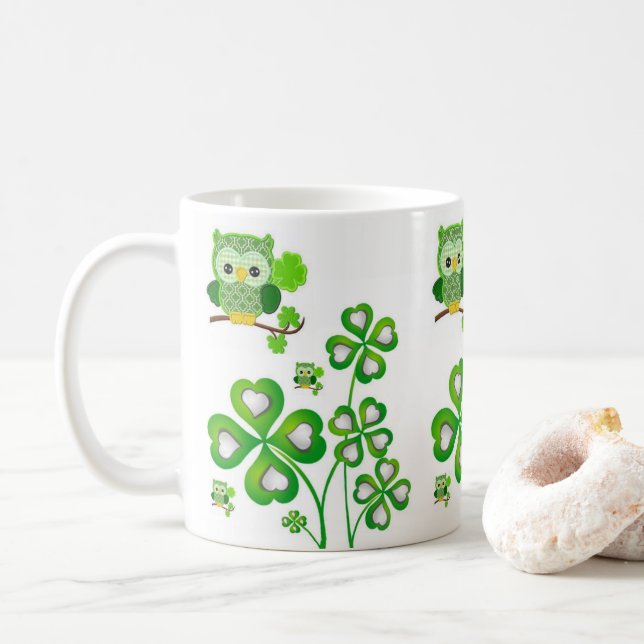 Saint Patrick's Day Mug Owl (With Donut)
