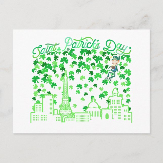 Saint Patrick's Day Paris France Postcard (Front)