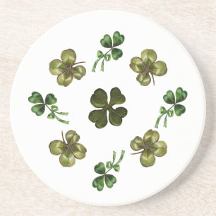 SAINT PATRICK'S DAY PARTY 4 shamrock Sandstone Coaster