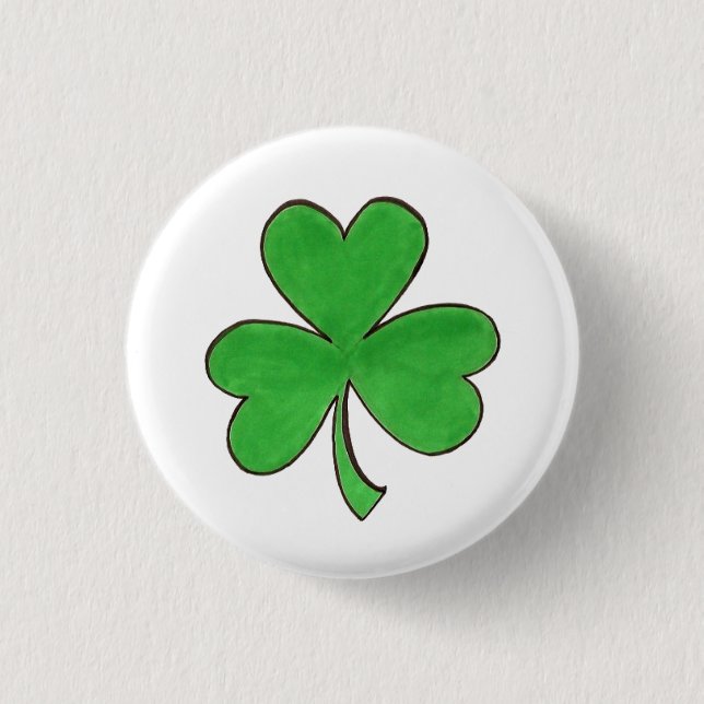 Saint Patrick's Day Party Green Shamrock Clover Pinback Button (Front)