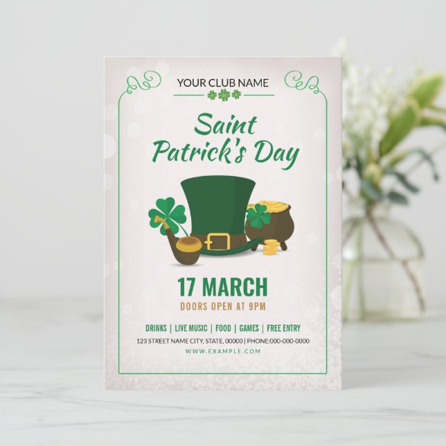 Saint Patricks Day Party Invitation (Standing Front)