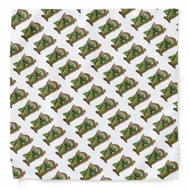 SAINT PATRICK'S DAY PARTY /IRISH HARP AND SHAMROCK BANDANA (Front)