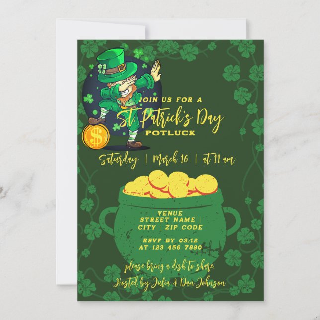 Saint Patrick's Day Potluck St Patty's Block Party Invitation (Front)