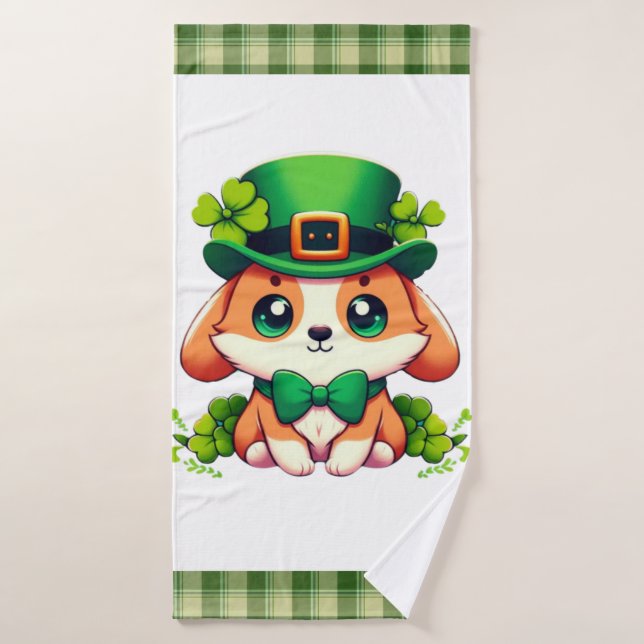 Saint Patricks' Day puppy  Bath Towel (Bath Towel)