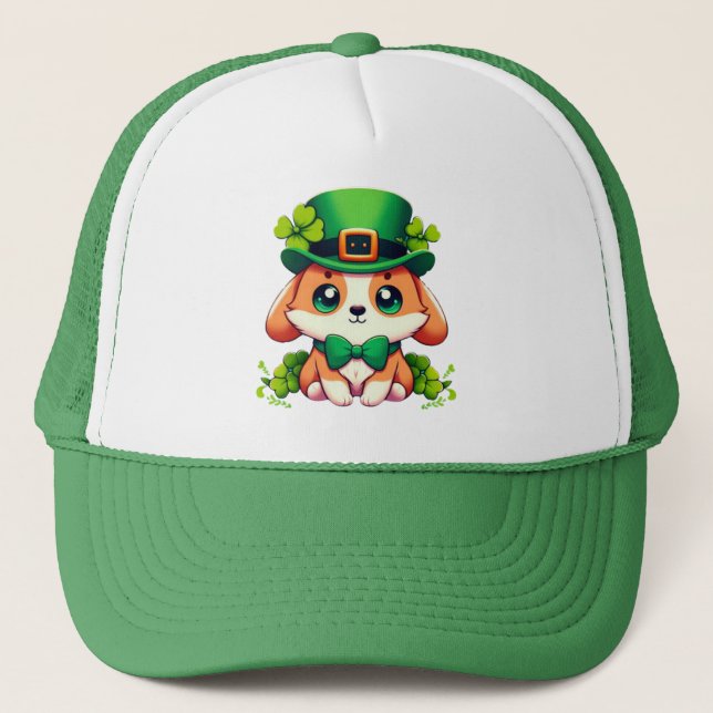 Saint Patricks' Day puppy  Trucker Hat (Front)
