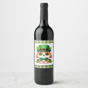 Saint Patricks' Day puppy  Wine Label