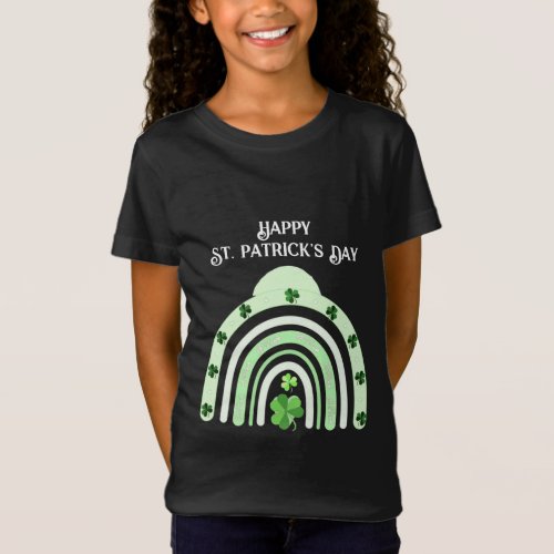 Saint Patricks Day Rainbow Shamrocks Lucky Girl T_ T_Shirt