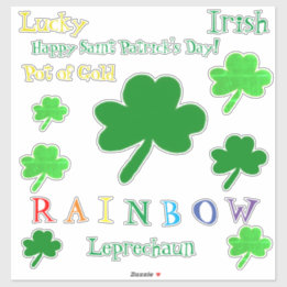 Saint Patrick's Day Rainbow Shamrocks Vinyl Sticker