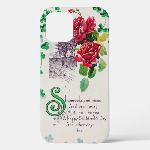 Saint Patricks Day Rose Vintage iPhone 12 Case