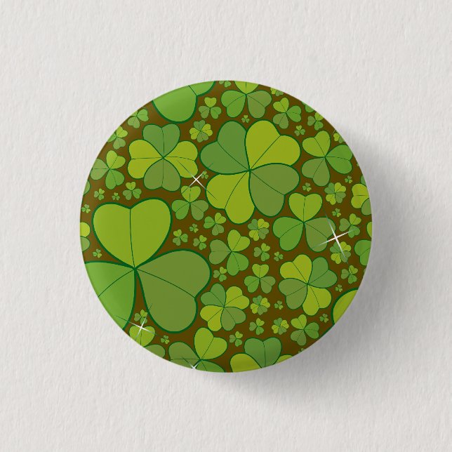 Saint Patrick's Day Shamrock Lucky Clovers Button (Front)