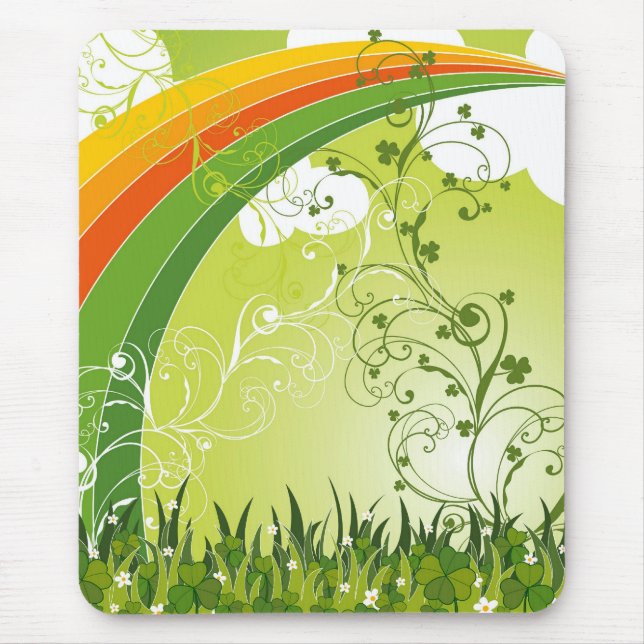 Saint Patrick's Day Shamrock Lucky Clovers Leaves Mouse Pad (Front)