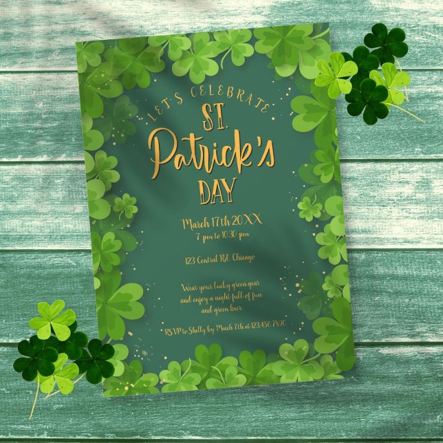 Saint Patrick's Day Shamrock Party Invitation (Saint Patrick's Day Shamrock Party Invitation)