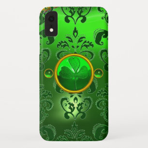 SAINT PATRICK'S DAY SHAMROCK WITH GREEN DAMASK iPhone XR CASE