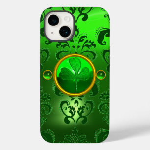 SAINT PATRICK'S DAY SHAMROCK WITH GREEN DAMASK iPhone 14 CASE