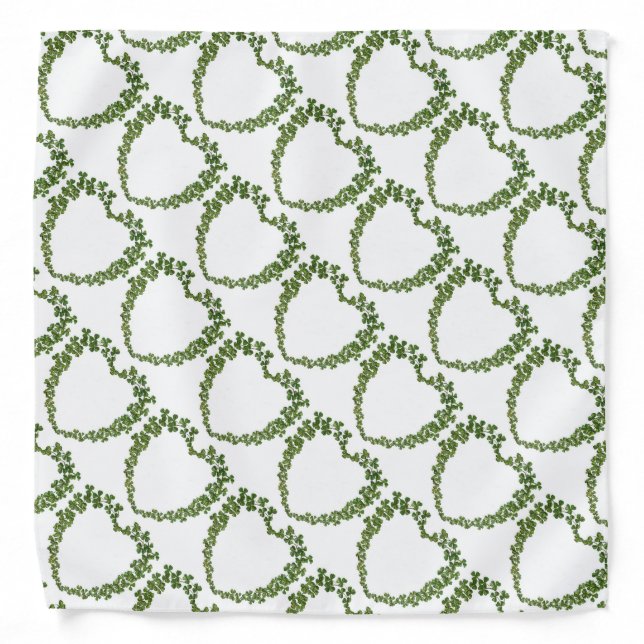 SAINT PATRICK'S DAY SHAMROCKS HEART CROWN BANDANA (Front)