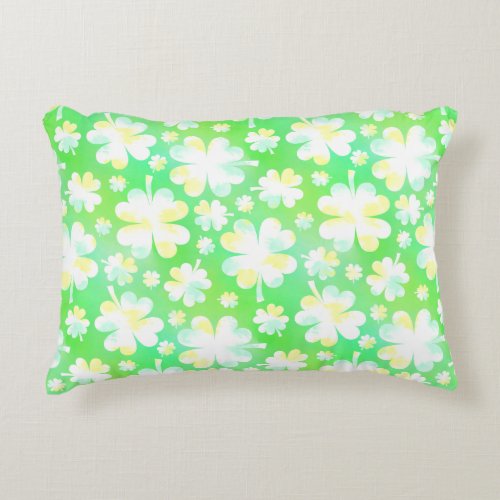 Saint Patricks Day Shamrocks Retro Watercolor Decorative Pillow