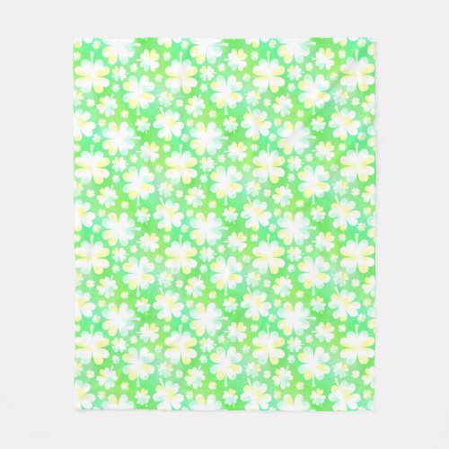 Saint Patricks Day Shamrocks Retro Watercolor Fleece Blanket