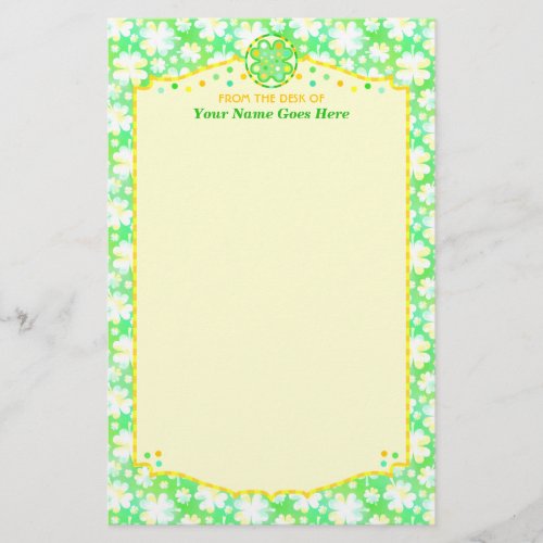 Saint Patricks Day Shamrocks Retro Watercolor Stationery