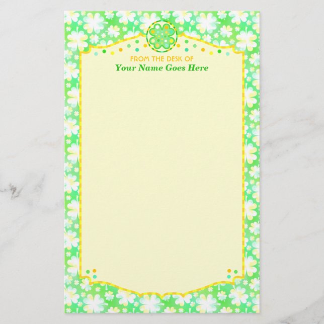 Saint Patrick's Day Shamrocks Retro Watercolor Stationery (Front)