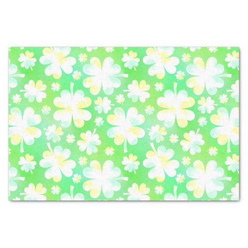 Saint Patricks Day Shamrocks Retro Watercolor Tissue Paper