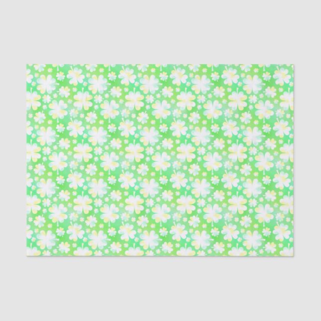 Saint Patrick's Day Shamrocks Retro Watercolor Tissue Paper (Front)