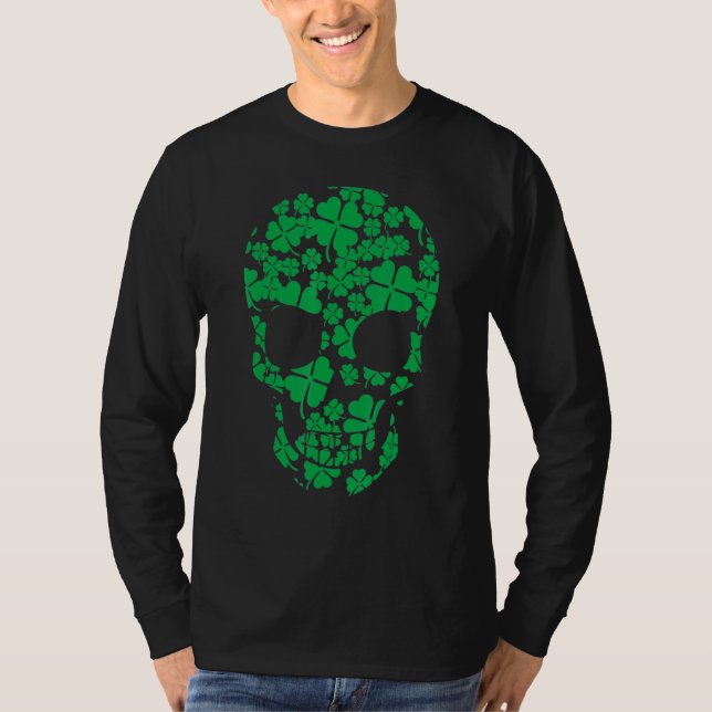 Saint Patrick's Day Shamrocks Skull T-Shirt (Front)