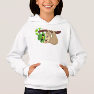 Saint Patrick's Day Sloth, Leprechaun Hat, Clovers Hoodie