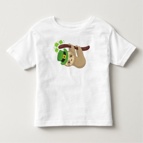 Saint Patricks Day Sloth Leprechaun Hat Clovers Toddler T_shirt