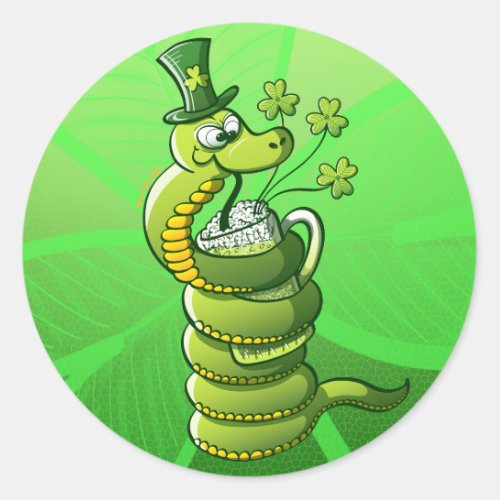 Saint Patricks Day Snake Classic Round Sticker
