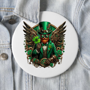 Saint Patrick's Day steampunk clover Button