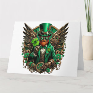 Saint Patrick's Day steampunk clover Card