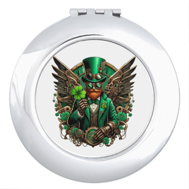 Saint Patrick's Day steampunk clover Compact Mirror (Front)