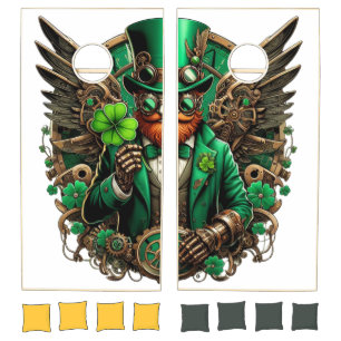 Saint Patrick's Day steampunk clover Cornhole Set
