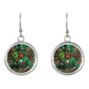 Saint Patrick's Day steampunk clover Earrings