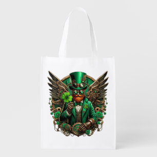 Saint Patrick's Day steampunk clover Grocery Bag