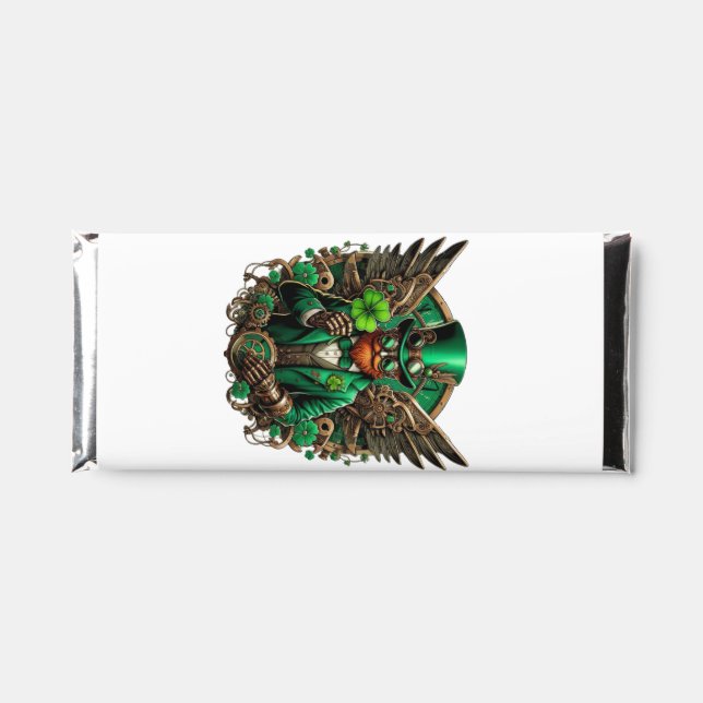Saint Patrick's Day steampunk clover Hershey Bar Favors (Front)