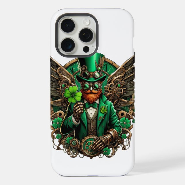 Saint Patrick's Day steampunk clover Iphone Case (Back)